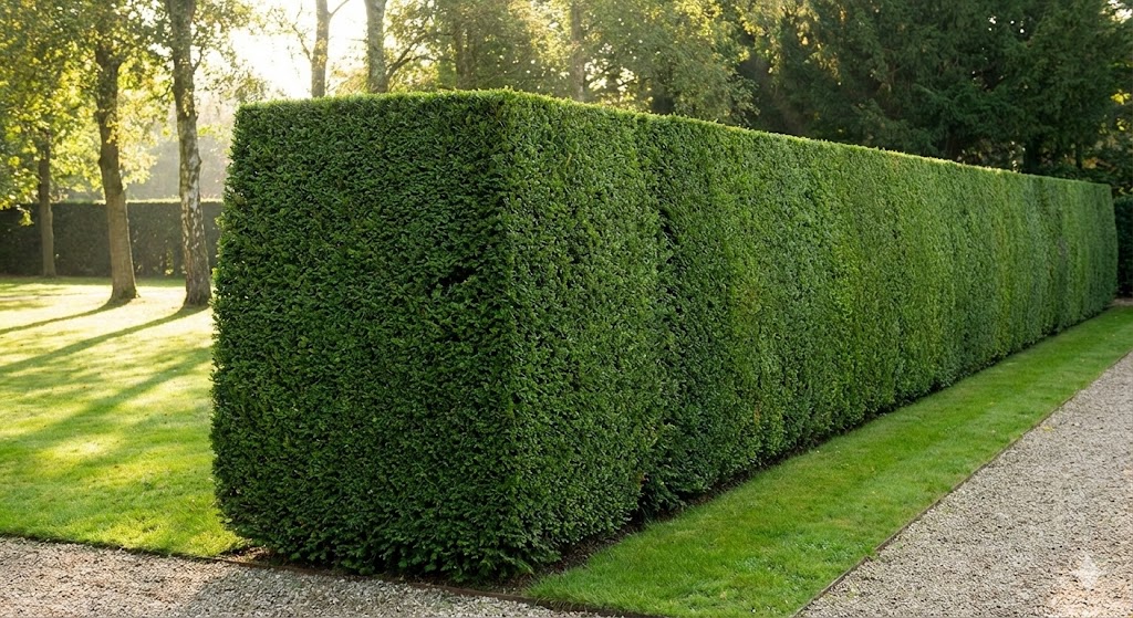 Straight, even garden hedge after trimming